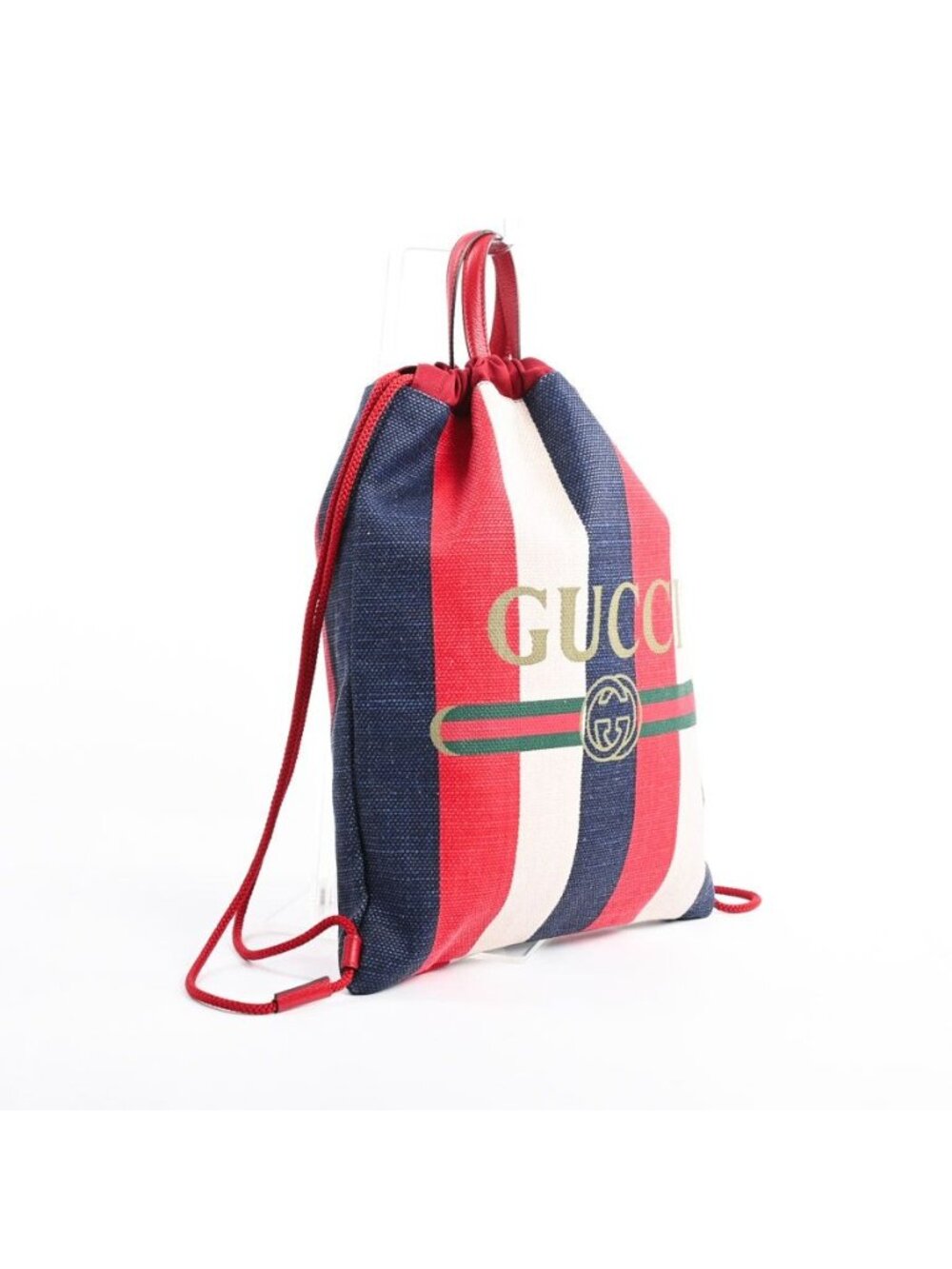 Gucci Backpack Striped Drawstring Knapsack - Picture 2 of 9